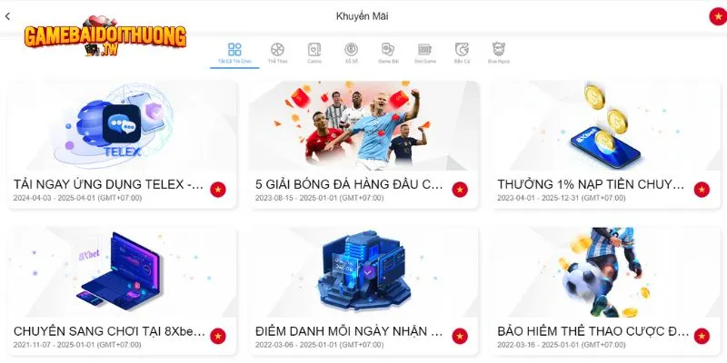 Khuyến mãi tại 8Xbet cực đa dạng