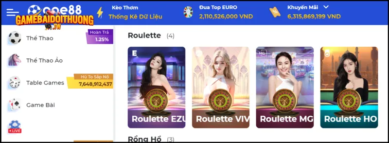 Giới thiệu game bài đổi thưởng Roulette One88